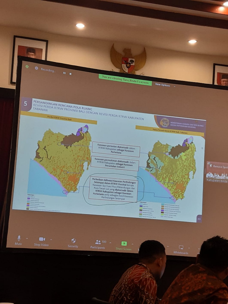 Rakor lintas sektoral dalam rangka pembahasan Raperda RTRW Kabupaten Tabanan Tahun 2023-2043 dan Ranperkada tentang RDTR Kecamatan Petang Tahun 2023-2043